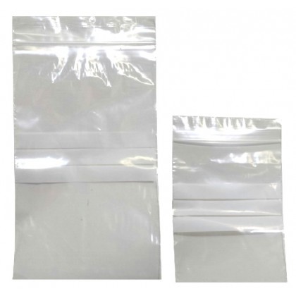 Resealable Snap Lock  Job Bags with Write On White Panels - Transparent  - Box 1000 - 2 Sizes